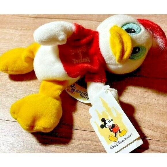 Disney Huey Duck With Tag Bean Bag 8-Inch Plush Toy With Red Hat & "H" Shirt NWT - Picture 10 of 11